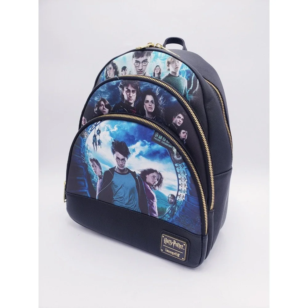 Loungefly Harry Potter Trilogy Series 2 Triple Pocket Mini Backpack Black Blue
